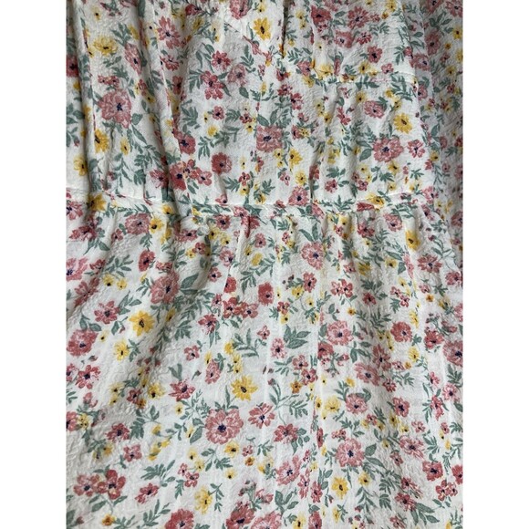 Mini Dress Floral Cream Multi-Color Juniors Size XL Ballon Sleeve Kingston Grey - Picture 5 of 12